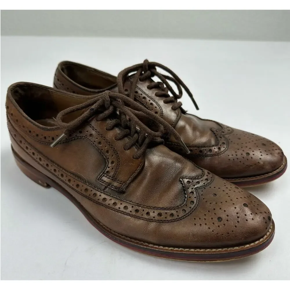 Johnston & Murphy Size 8 Wingtip Oxford Brogue Brown Leather Dress Shoes 20-2233